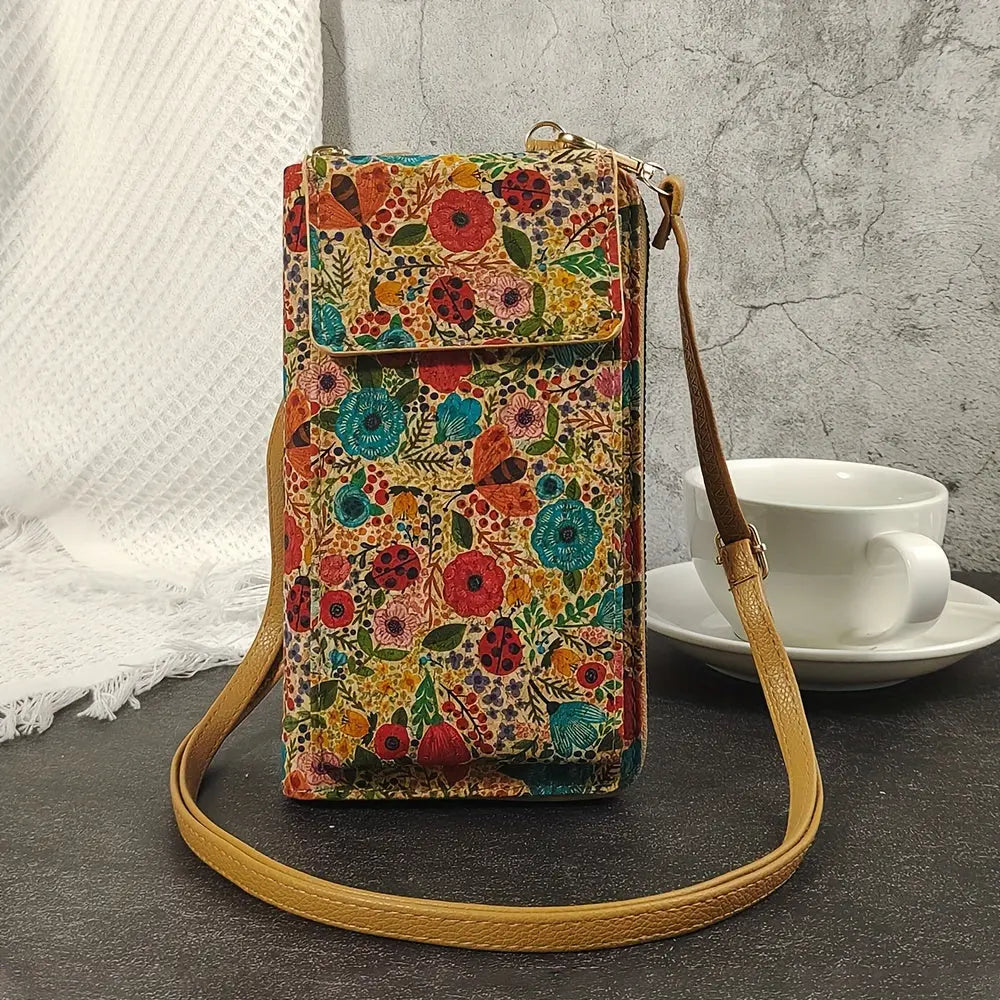 Lila – Boho-Blumen-Geldbörse zum Umhängen