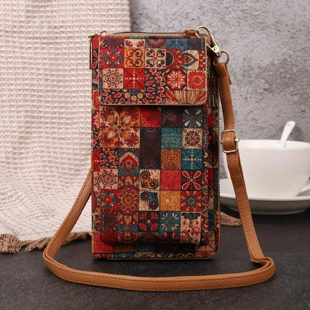 Lila – Boho-Blumen-Geldbörse zum Umhängen